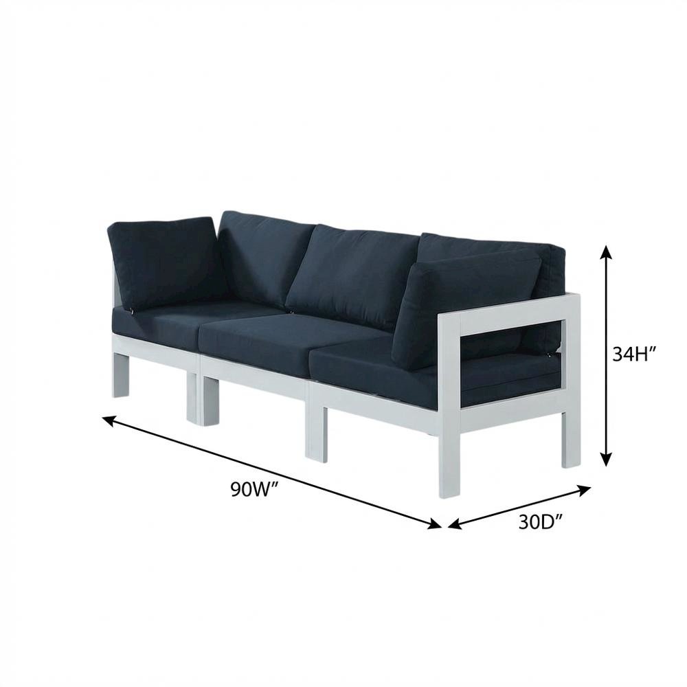 Navy Fabric Outdoor Patio Modular Sofa For Contemporary Living. Picture 7