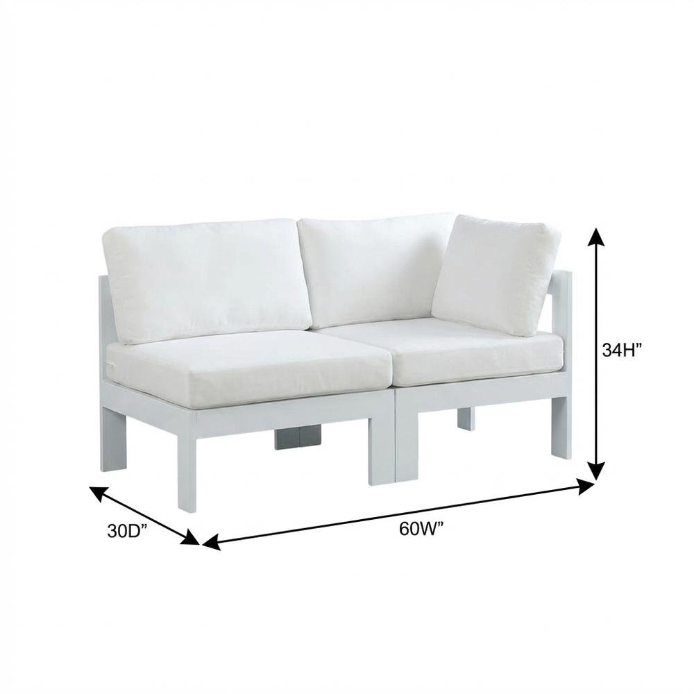 White Fabric Outdoor Patio Modular Sofa, Contemporary Design, Cushioned Seating. Picture 7