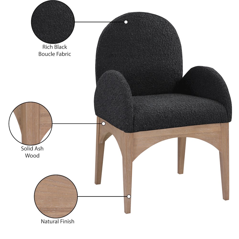 Waldorf Black Boucle Fabric Dining Chair. Picture 8