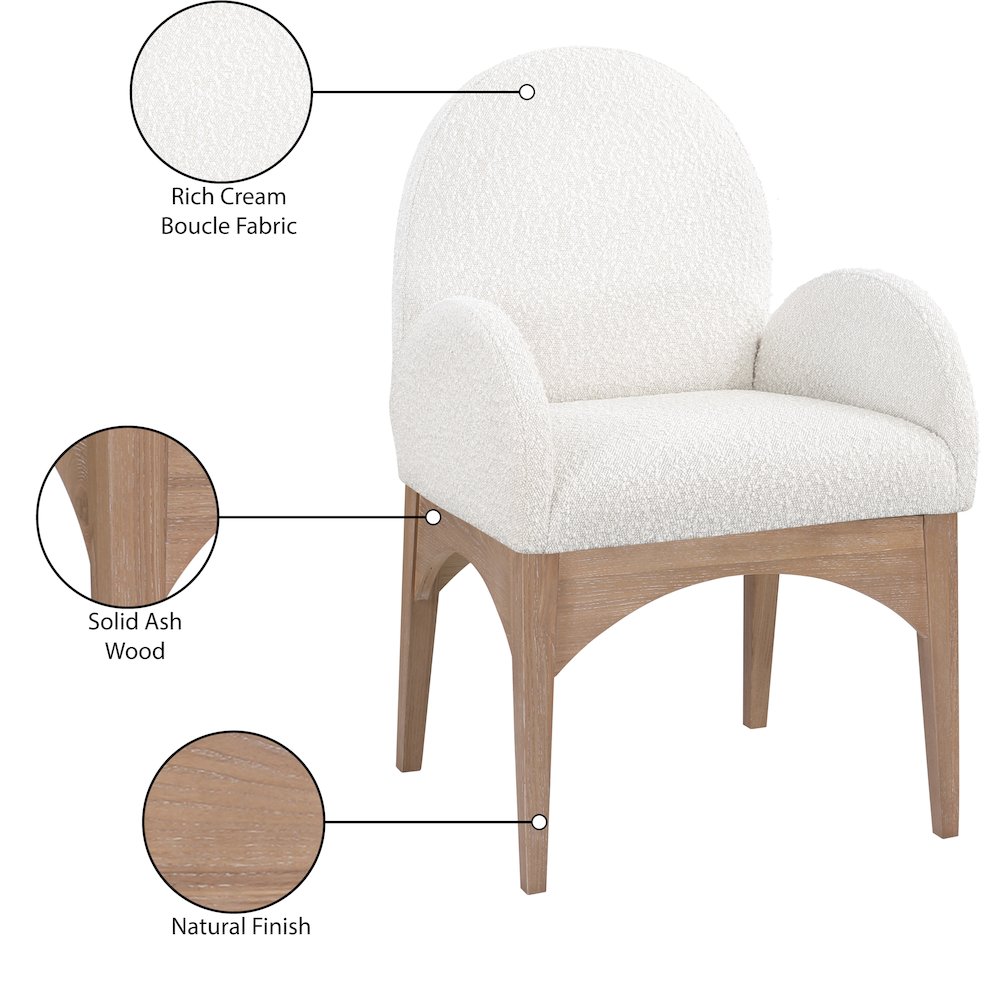 Waldorf Cream Boucle Fabric Dining Chair. Picture 8