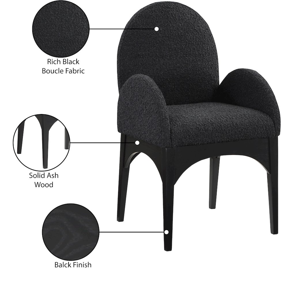 Waldorf Black Boucle Fabric Dining Chair. Picture 8