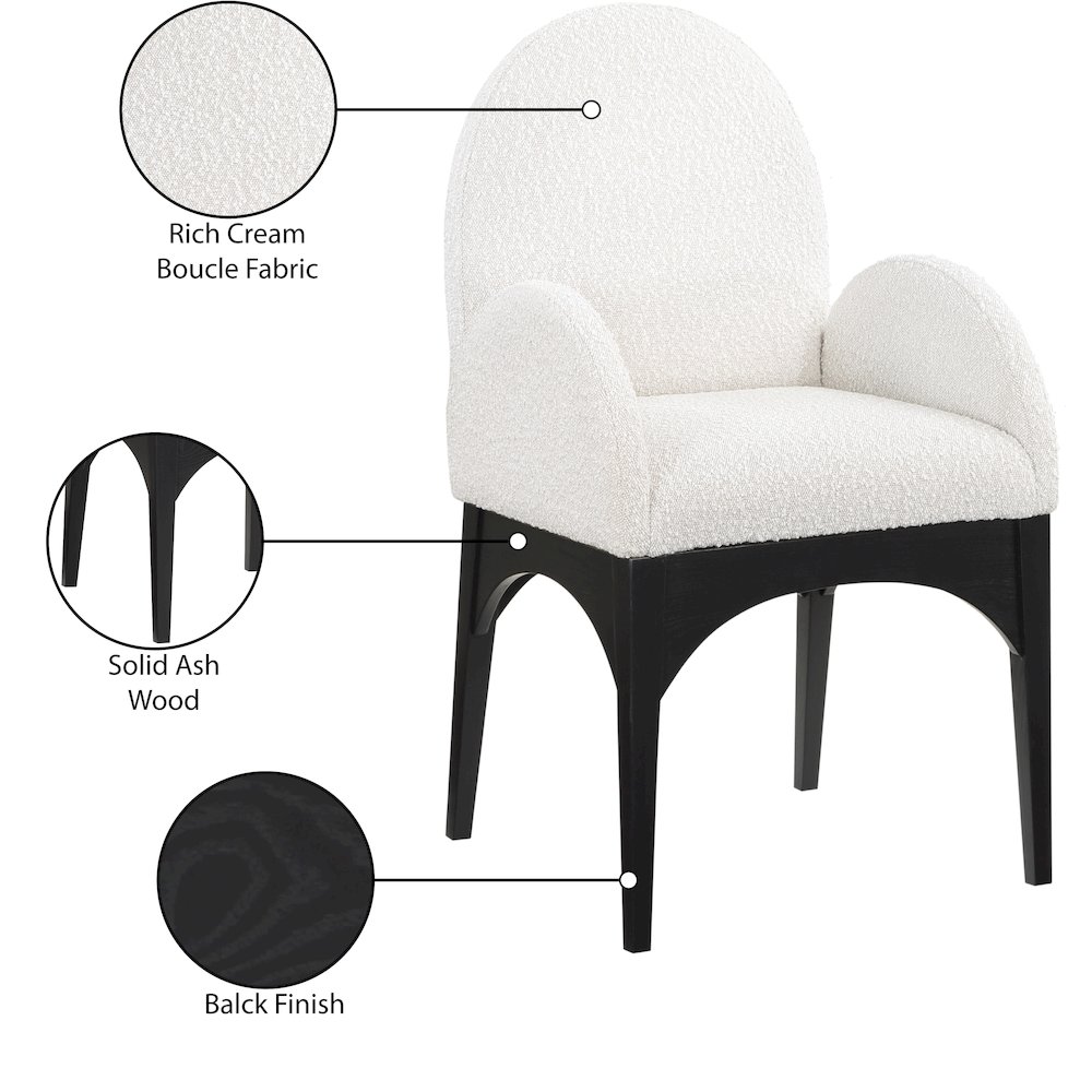 Waldorf Cream Boucle Fabric Dining Chair. Picture 8