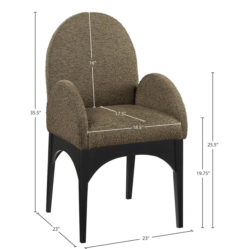 Waldorf Olive Boucle Fabric Dining Chair. Picture 7