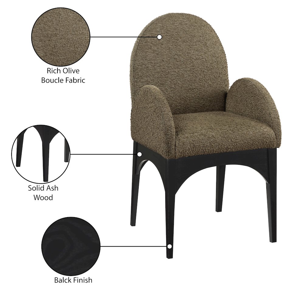 Waldorf Olive Boucle Fabric Dining Chair. Picture 8
