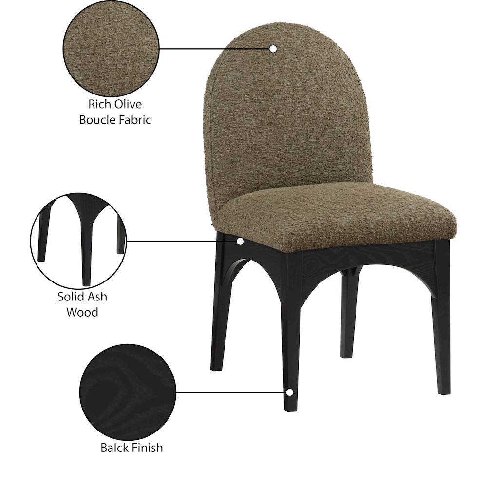Waldorf Olive Boucle Fabric Dining Chair. Picture 8