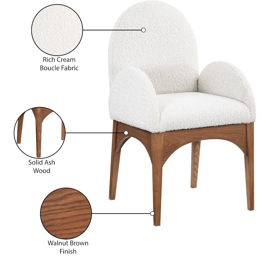 Waldorf Cream Boucle Fabric Dining Chair. Picture 8