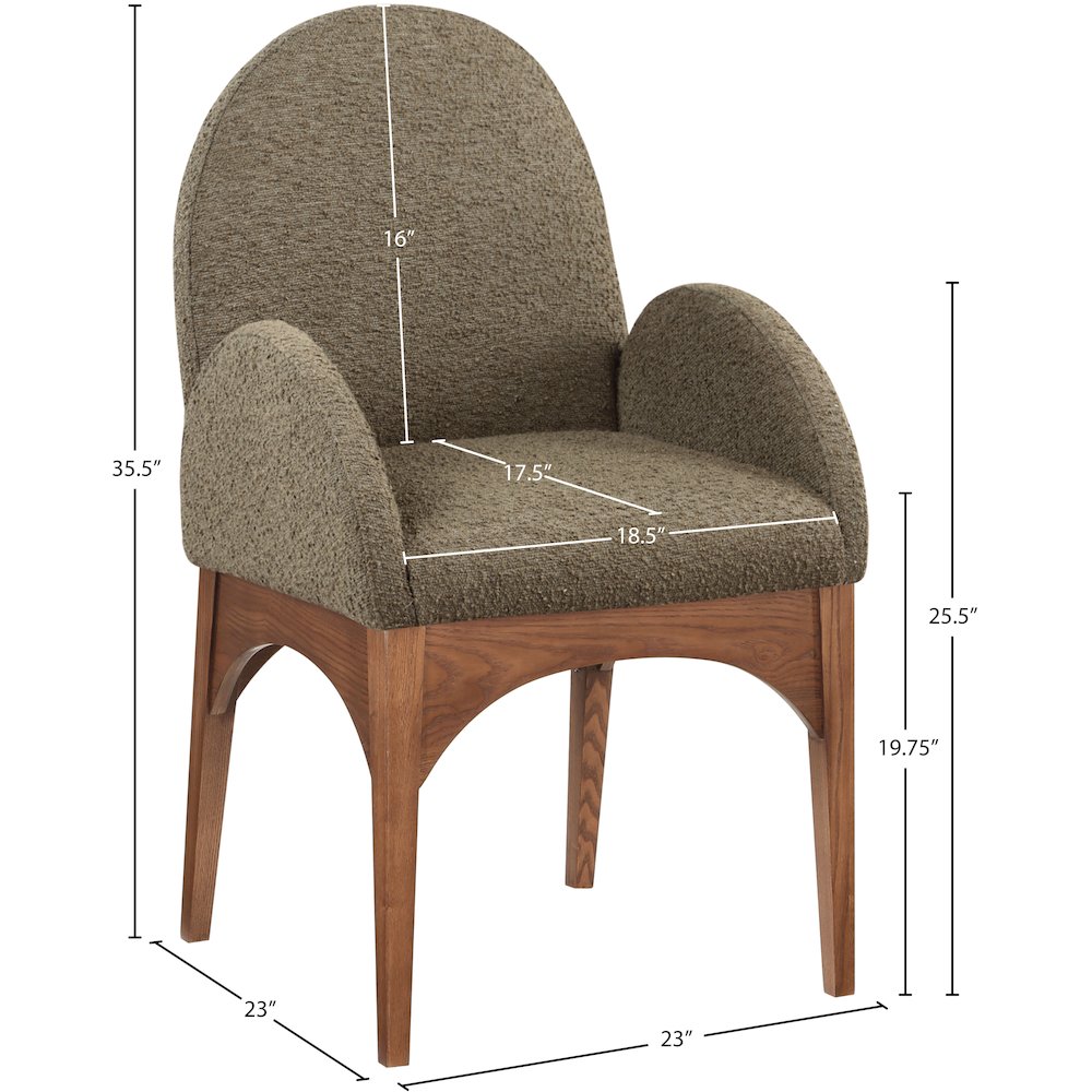 Waldorf Olive Boucle Fabric Dining Chair. Picture 7