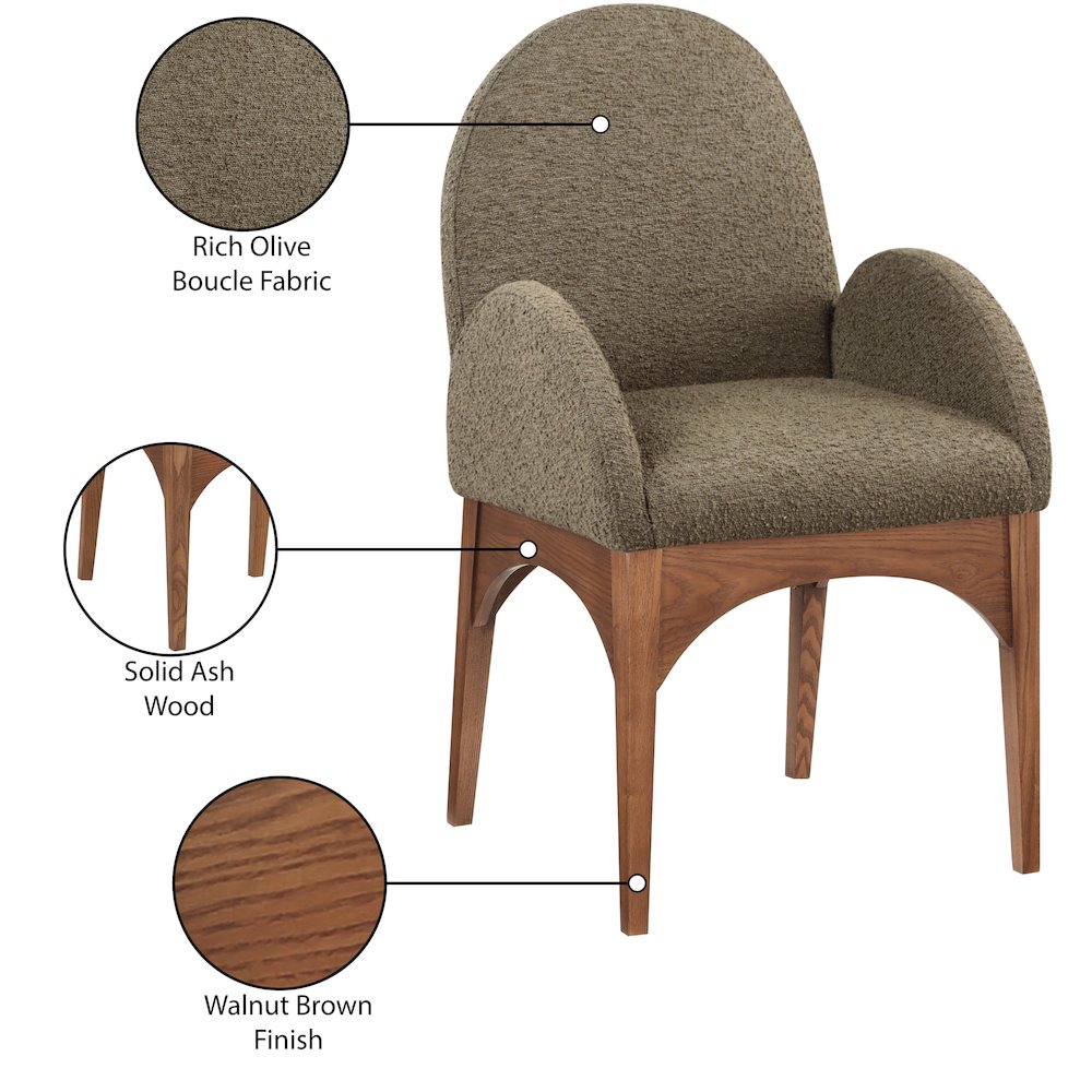 Waldorf Olive Boucle Fabric Dining Chair. Picture 8