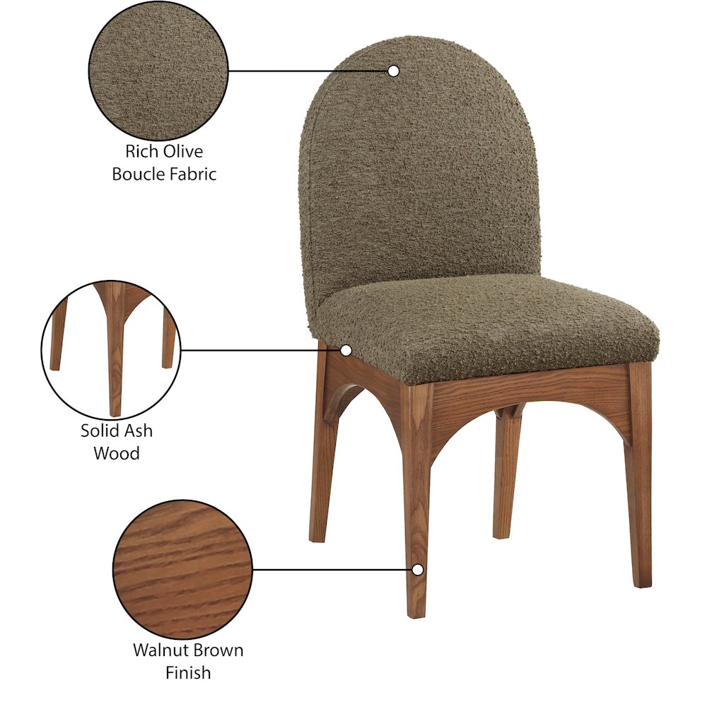 Waldorf Olive Boucle Fabric Dining Chair. Picture 8