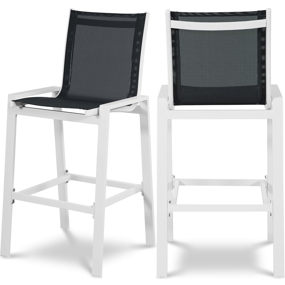Nizuc Black Mesh Water Resistant Fabric Outdoor Patio Barstool, Set of 2. Picture 1