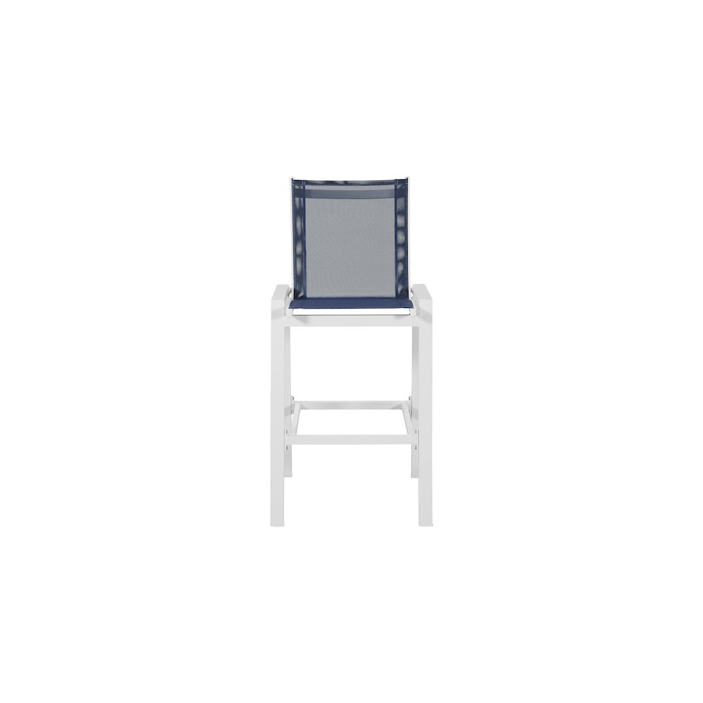 Nizuc Navy Mesh Water Resistant Fabric Outdoor Patio Barstool, Set of 2. Picture 3