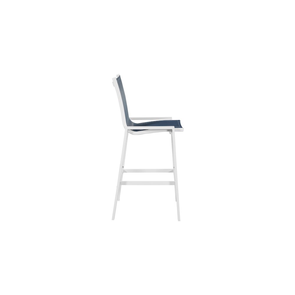 Nizuc Navy Mesh Water Resistant Fabric Outdoor Patio Barstool, Set of 2. Picture 4
