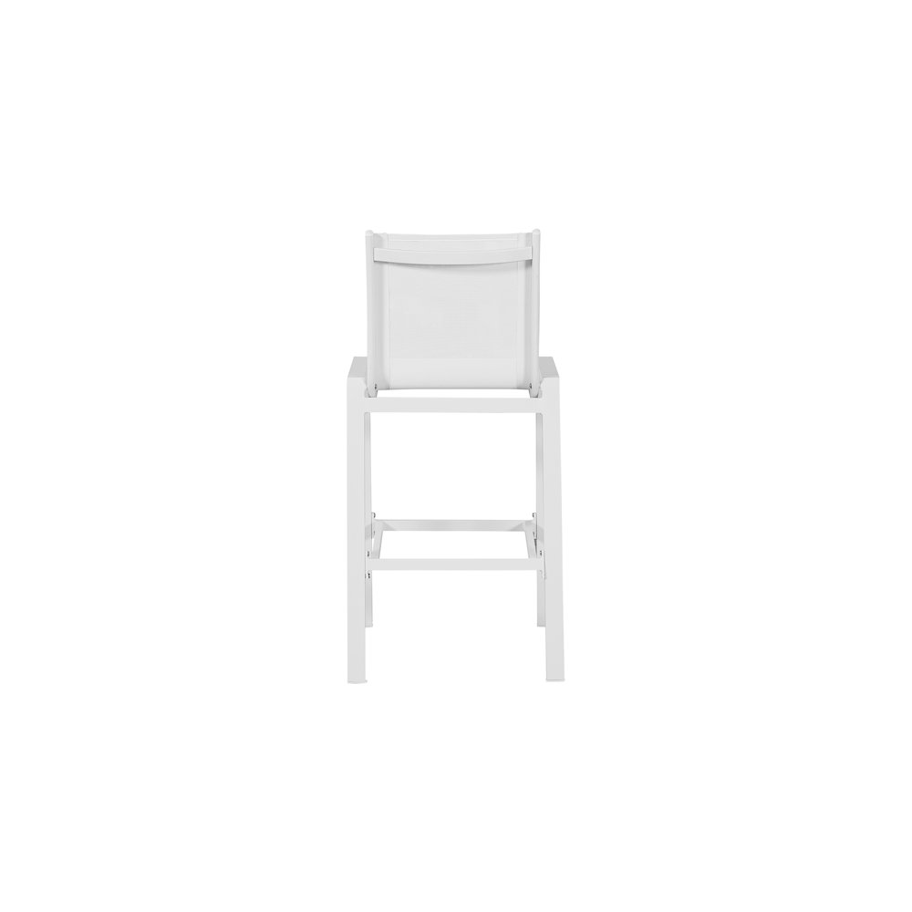 Nizuc White Mesh Water Resistant Fabric Outdoor Patio Barstool, Set of 2. Picture 2