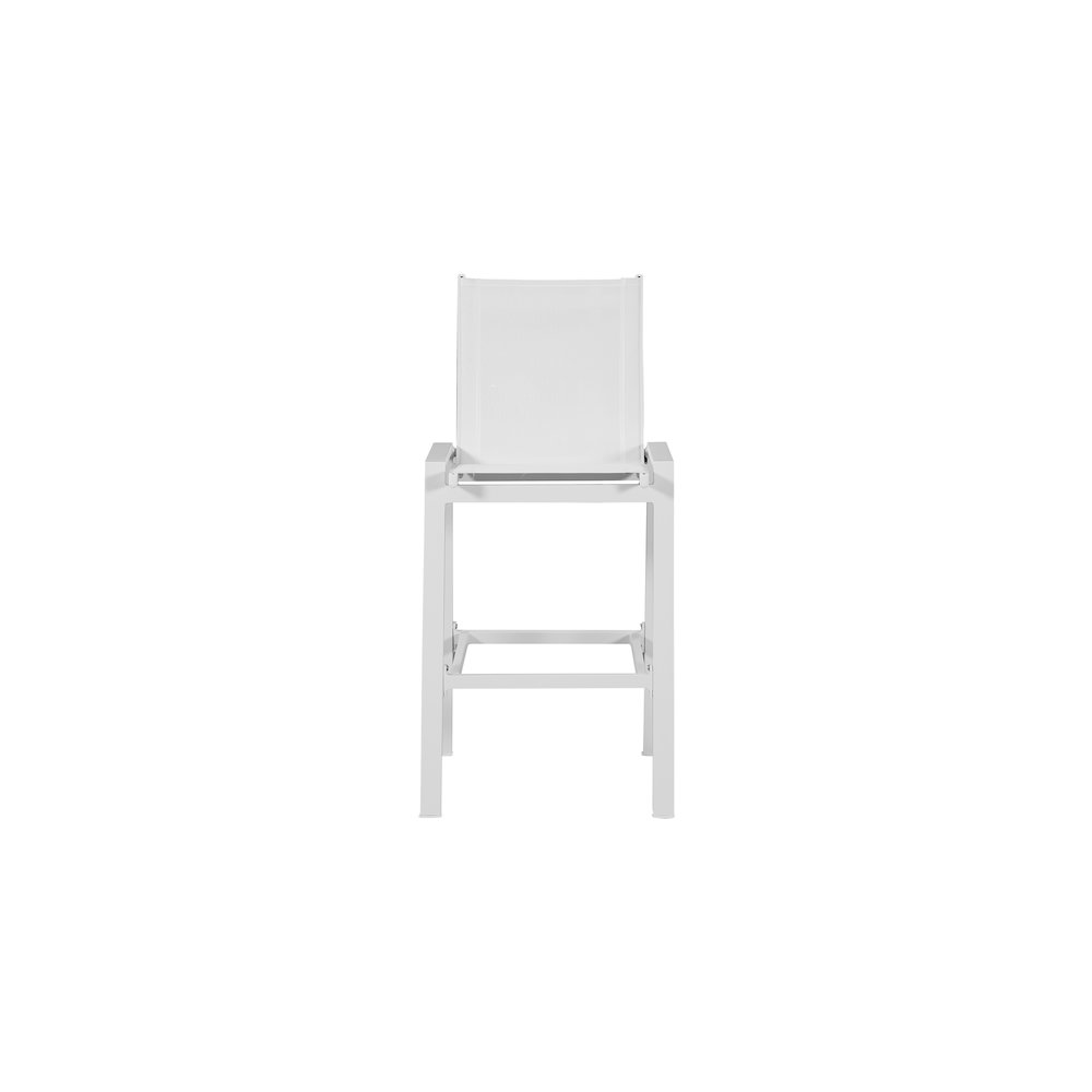 Nizuc White Mesh Water Resistant Fabric Outdoor Patio Barstool, Set of 2. Picture 3