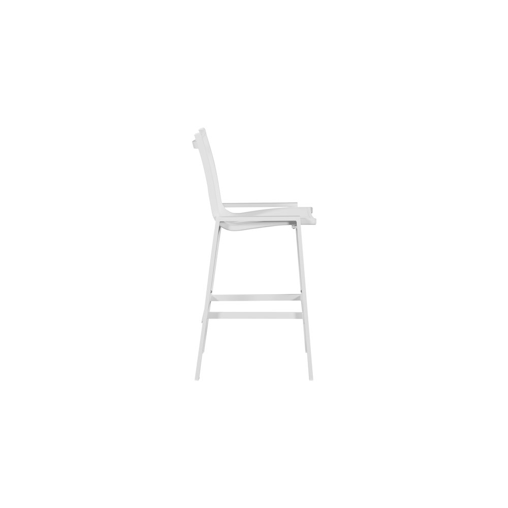 Nizuc White Mesh Water Resistant Fabric Outdoor Patio Barstool, Set of 2. Picture 4