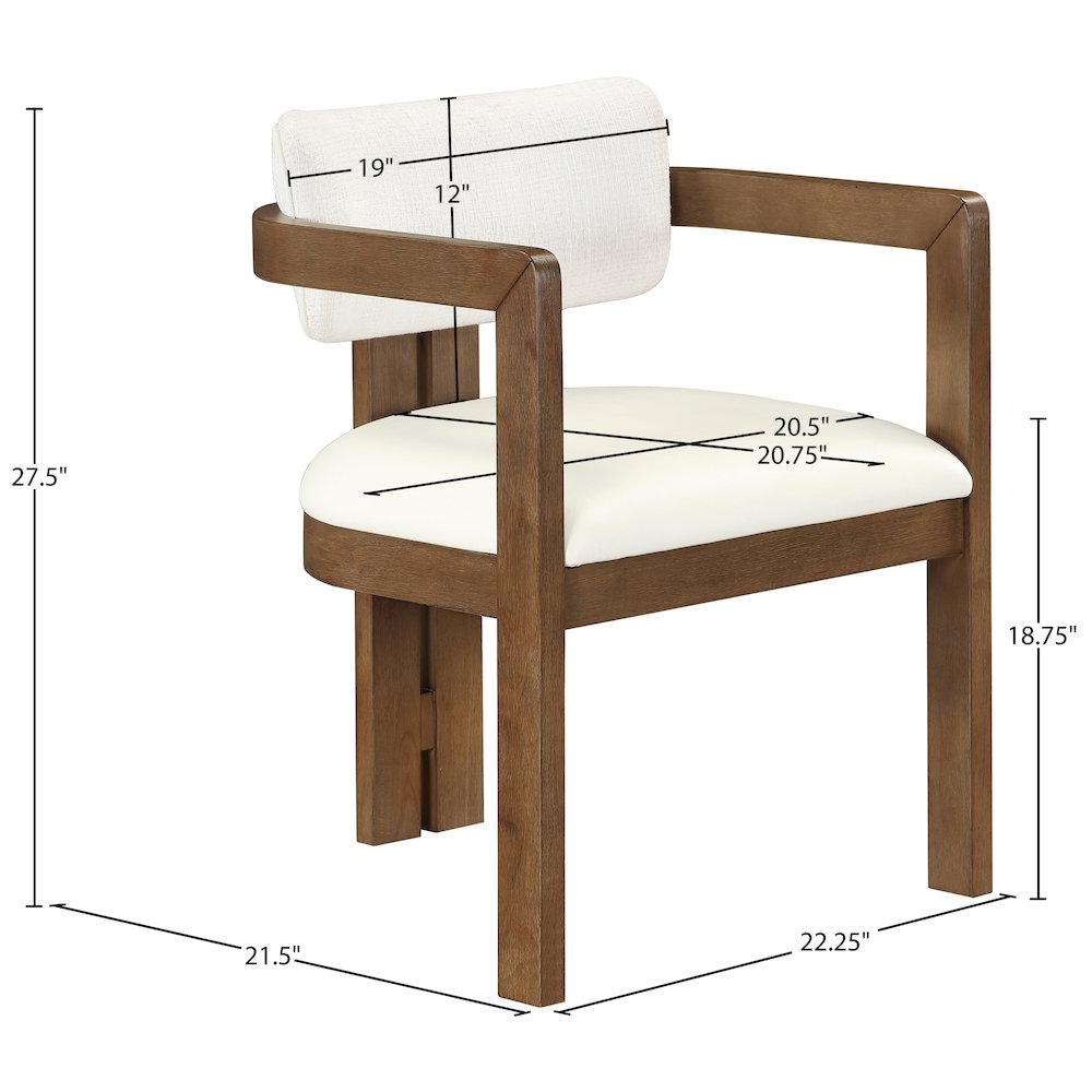 Ravina Cream Vegan Leather and Linen Fabric Upholstered Dining Chair, Set of 2. Picture 10