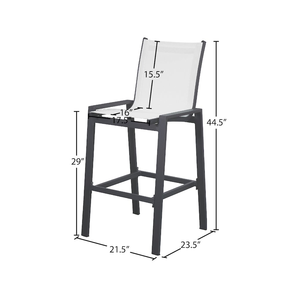 Nizuc White Mesh Water Resistant Fabric Outdoor Patio Barstool, Set of 2. Picture 6