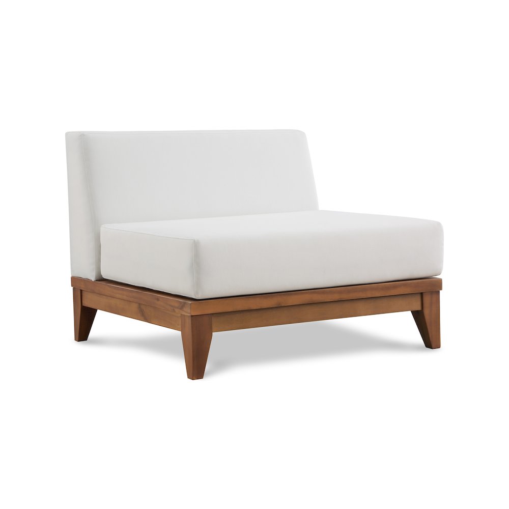 Rio Off White Water Resistant Fabric Outdoor Patio Modular Armless Chair. Picture 1