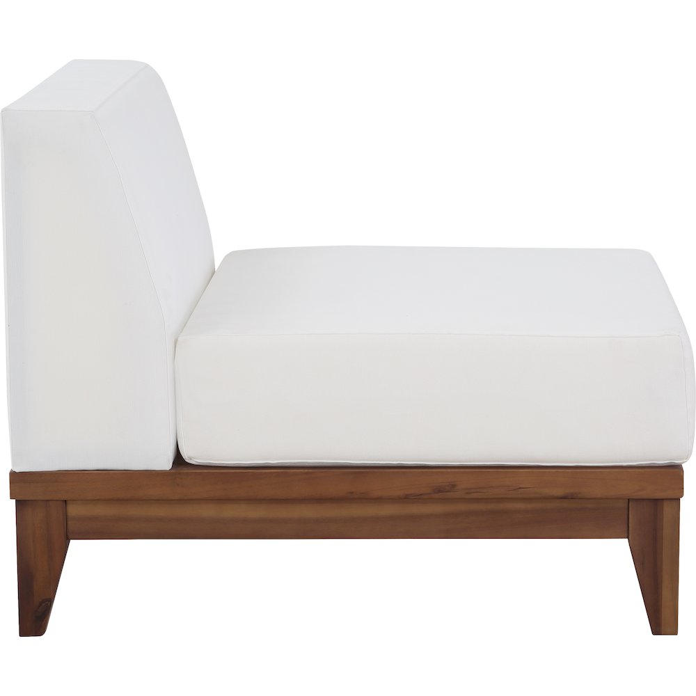 Rio Off White Water Resistant Fabric Outdoor Patio Modular Armless Chair. Picture 3