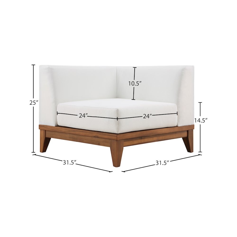 Rio Off White Water Resistant Fabric Outdoor Patio Modular Corner Chair. Picture 5