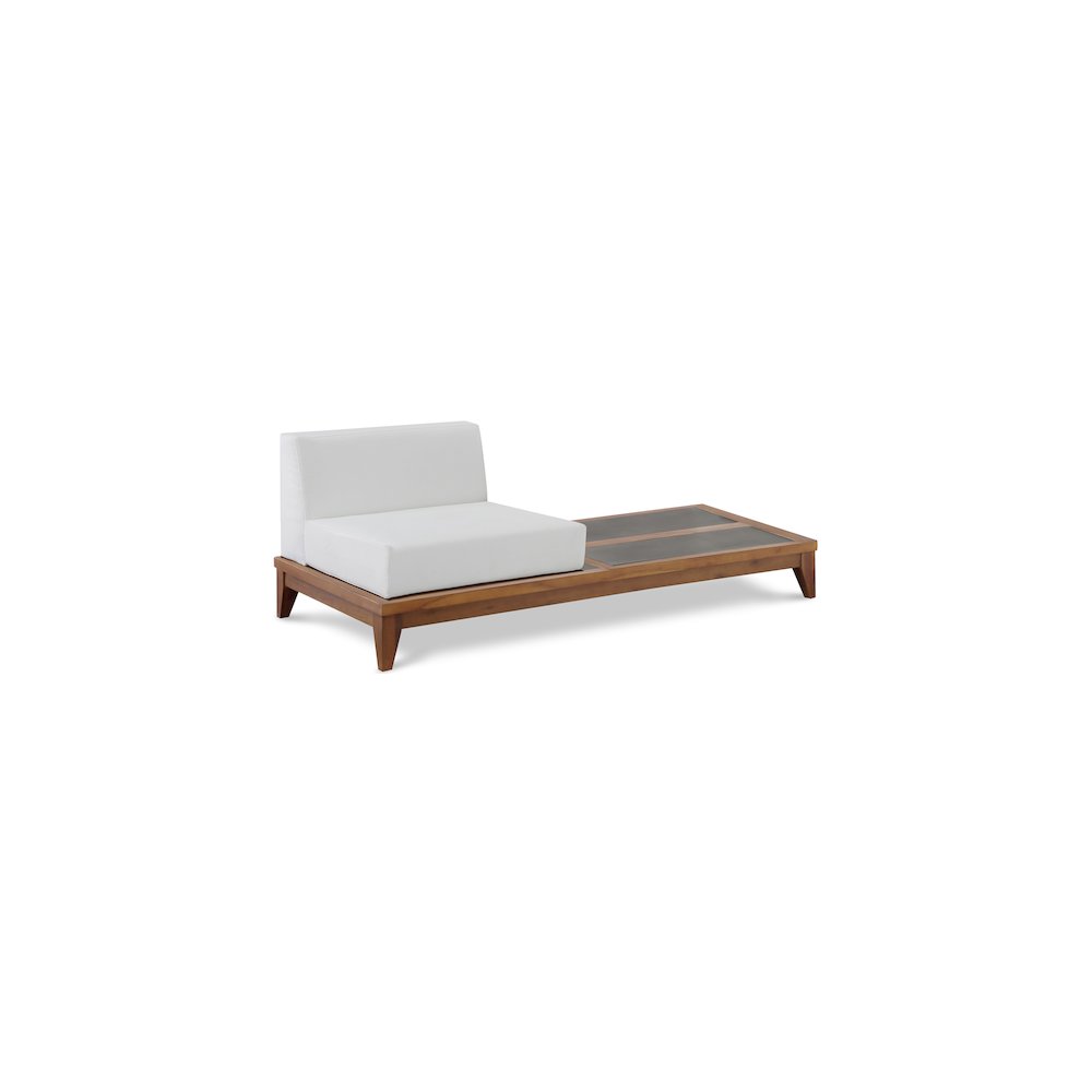 Rio Off White Water Resistant Outdoor Patio Modular Chair w/ Integrated Table. Picture 1