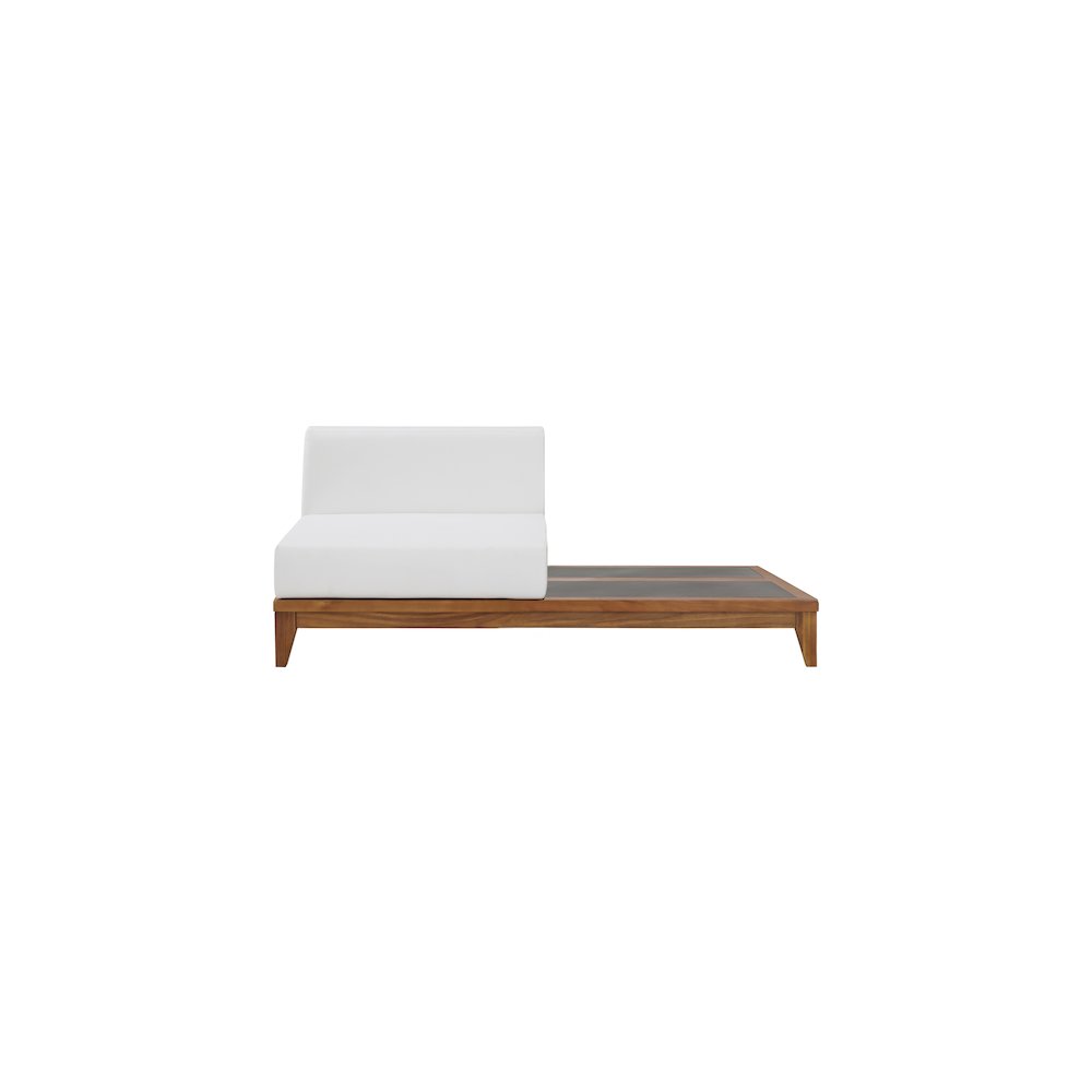 Rio Off White Water Resistant Outdoor Patio Modular Chair w/ Integrated Table. Picture 3