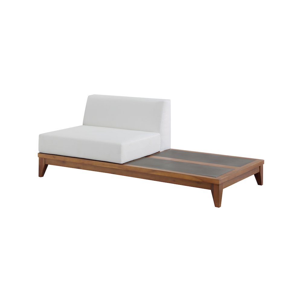 Rio Off White Water Resistant Outdoor Patio Modular Chair w/ Integrated Table. Picture 4