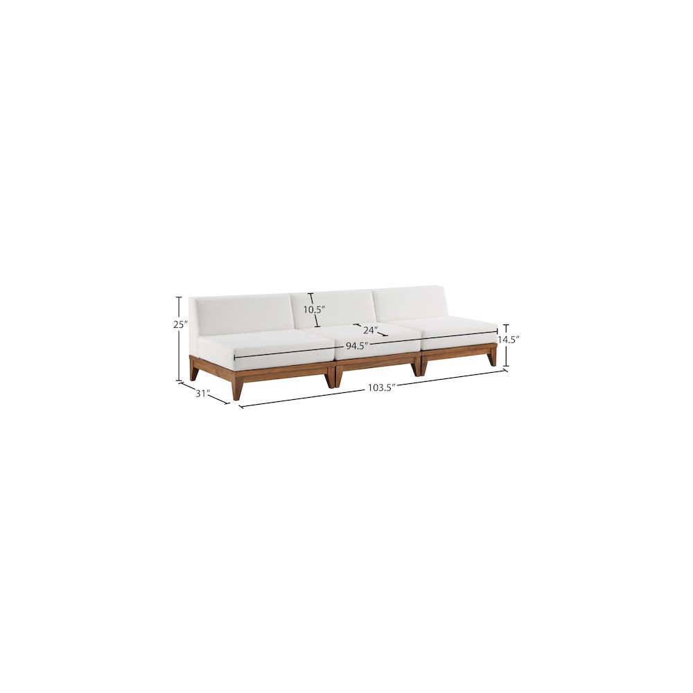 Rio Off White Water Resistant Fabric Outdoor Patio Modular Sofa. Picture 5