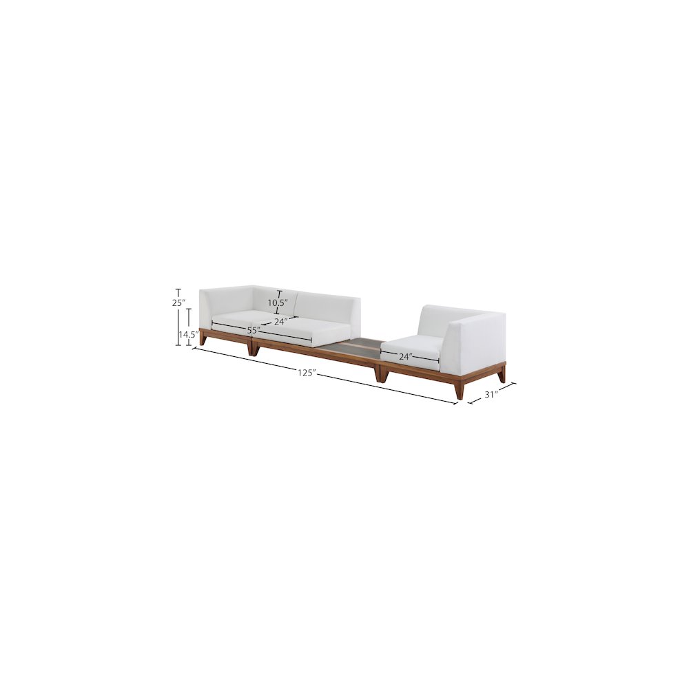 Rio Off White Water Resistant Fabric Outdoor Patio Modular Sofa. Picture 2
