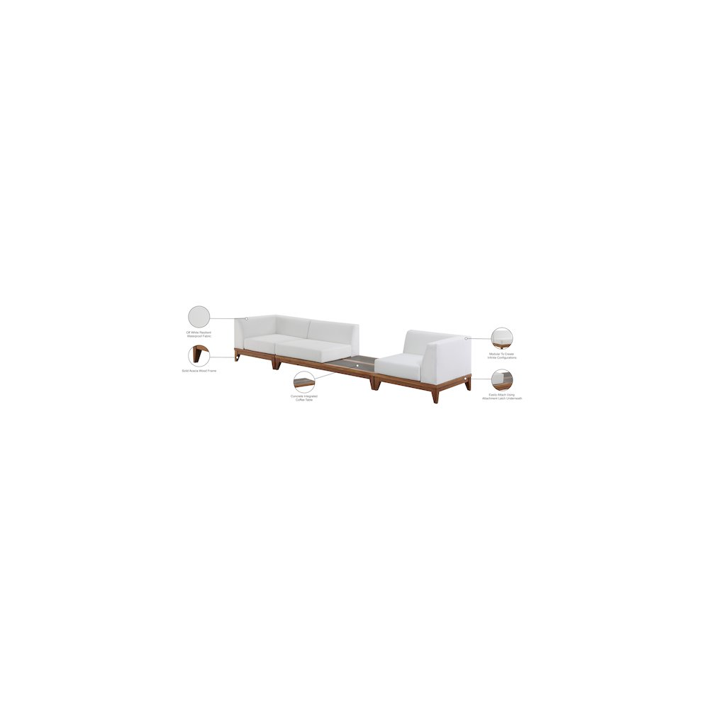 Rio Off White Water Resistant Fabric Outdoor Patio Modular Sofa. Picture 3