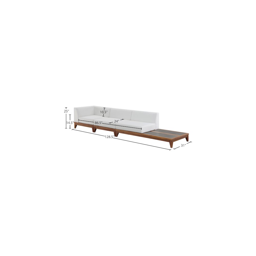 Rio Off White Water Resistant Fabric Outdoor Patio Modular Sofa. Picture 2