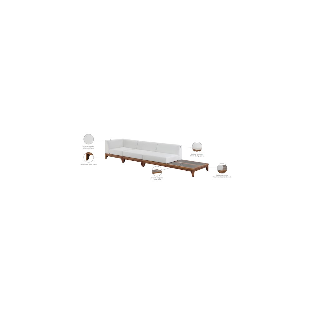 Rio Off White Water Resistant Fabric Outdoor Patio Modular Sofa. Picture 3