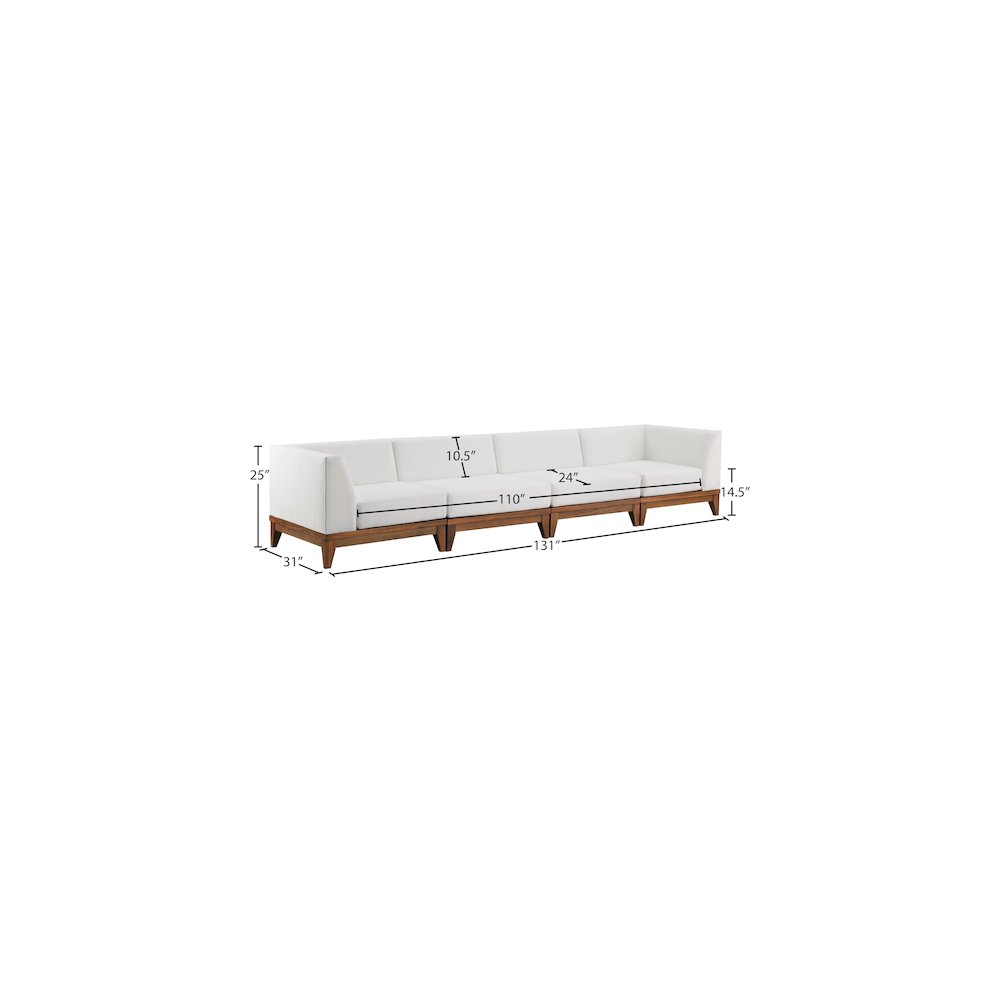 Rio Off White Water Resistant Fabric Outdoor Patio Modular Sofa. Picture 4