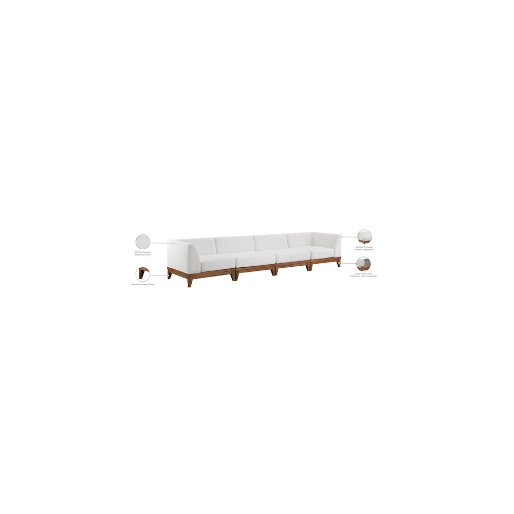 Rio Off White Water Resistant Fabric Outdoor Patio Modular Sofa. Picture 5