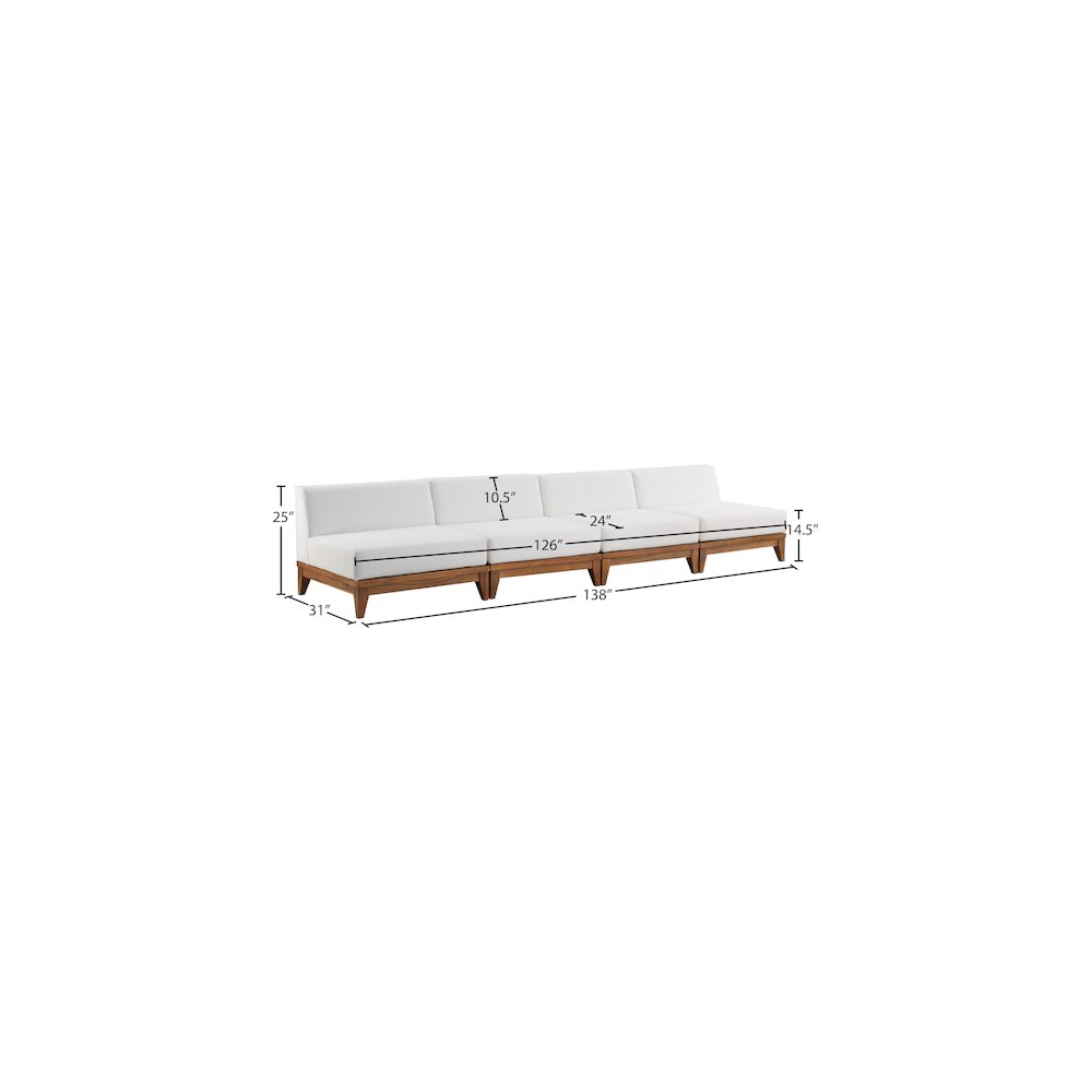 Rio Off White Water Resistant Fabric Outdoor Patio Modular Sofa. Picture 2