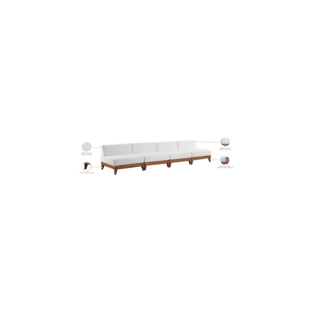 Rio Off White Water Resistant Fabric Outdoor Patio Modular Sofa. Picture 3