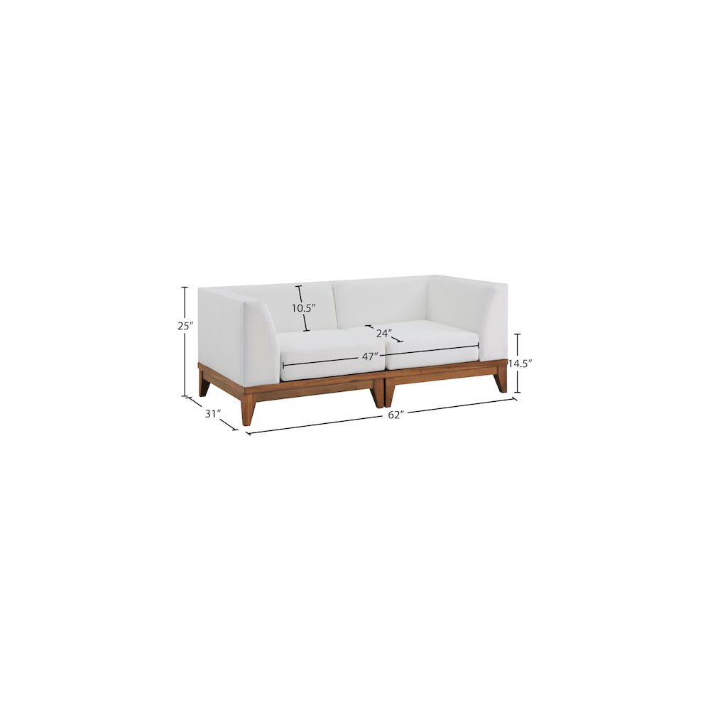 Rio Off White Water Resistant Fabric Outdoor Patio Modular Sofa. Picture 5