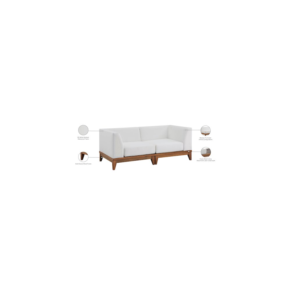 Rio Off White Water Resistant Fabric Outdoor Patio Modular Sofa. Picture 6