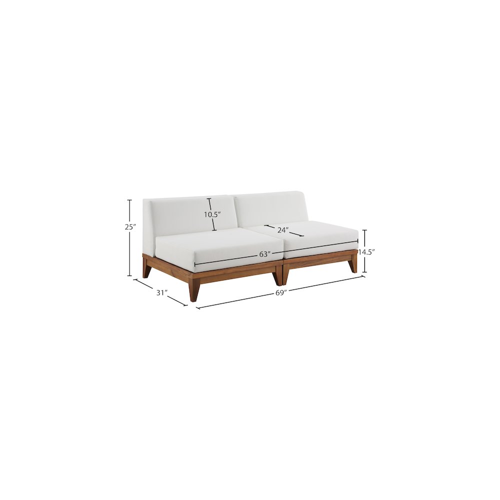 Rio Off White Water Resistant Fabric Outdoor Patio Modular Sofa. Picture 5