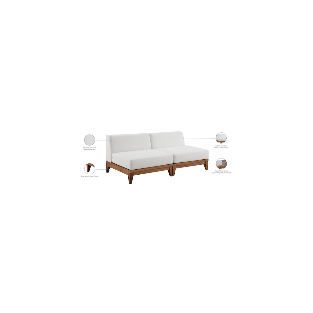 Rio Off White Water Resistant Fabric Outdoor Patio Modular Sofa. Picture 6