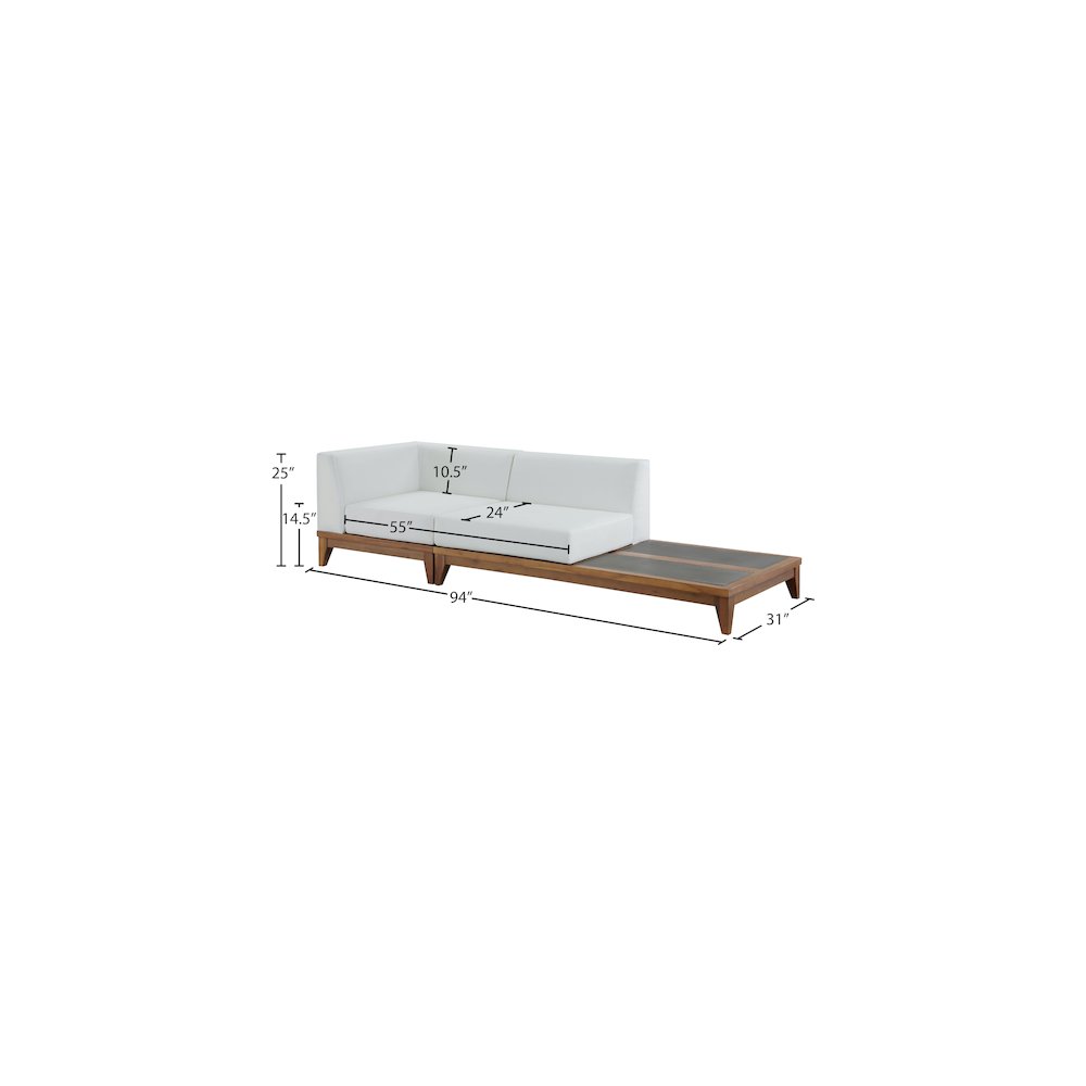 Rio Off White Water Resistant Fabric Outdoor Patio Modular Sofa. Picture 2