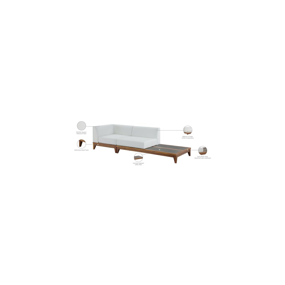 Rio Off White Water Resistant Fabric Outdoor Patio Modular Sofa. Picture 3