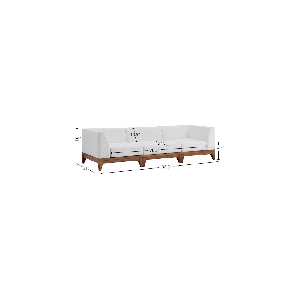 Rio Off White Water Resistant Fabric Outdoor Patio Modular Sofa. Picture 3