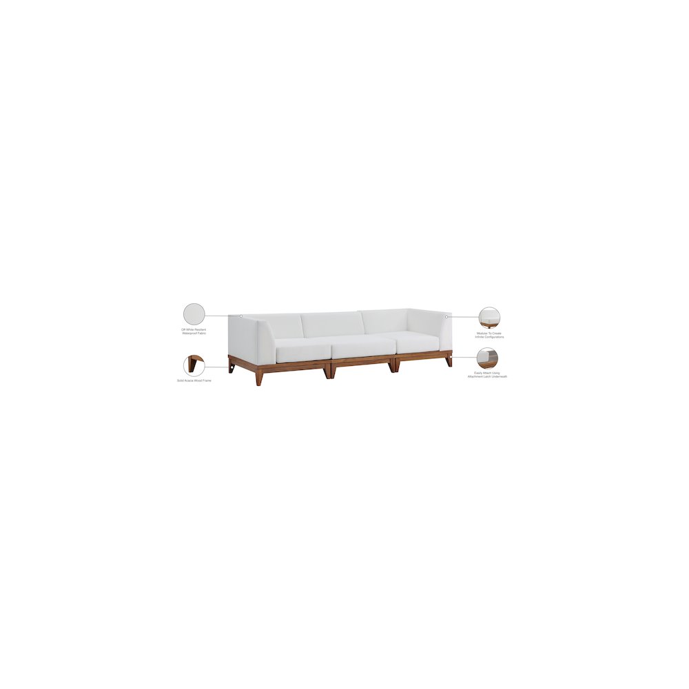 Rio Off White Water Resistant Fabric Outdoor Patio Modular Sofa. Picture 4