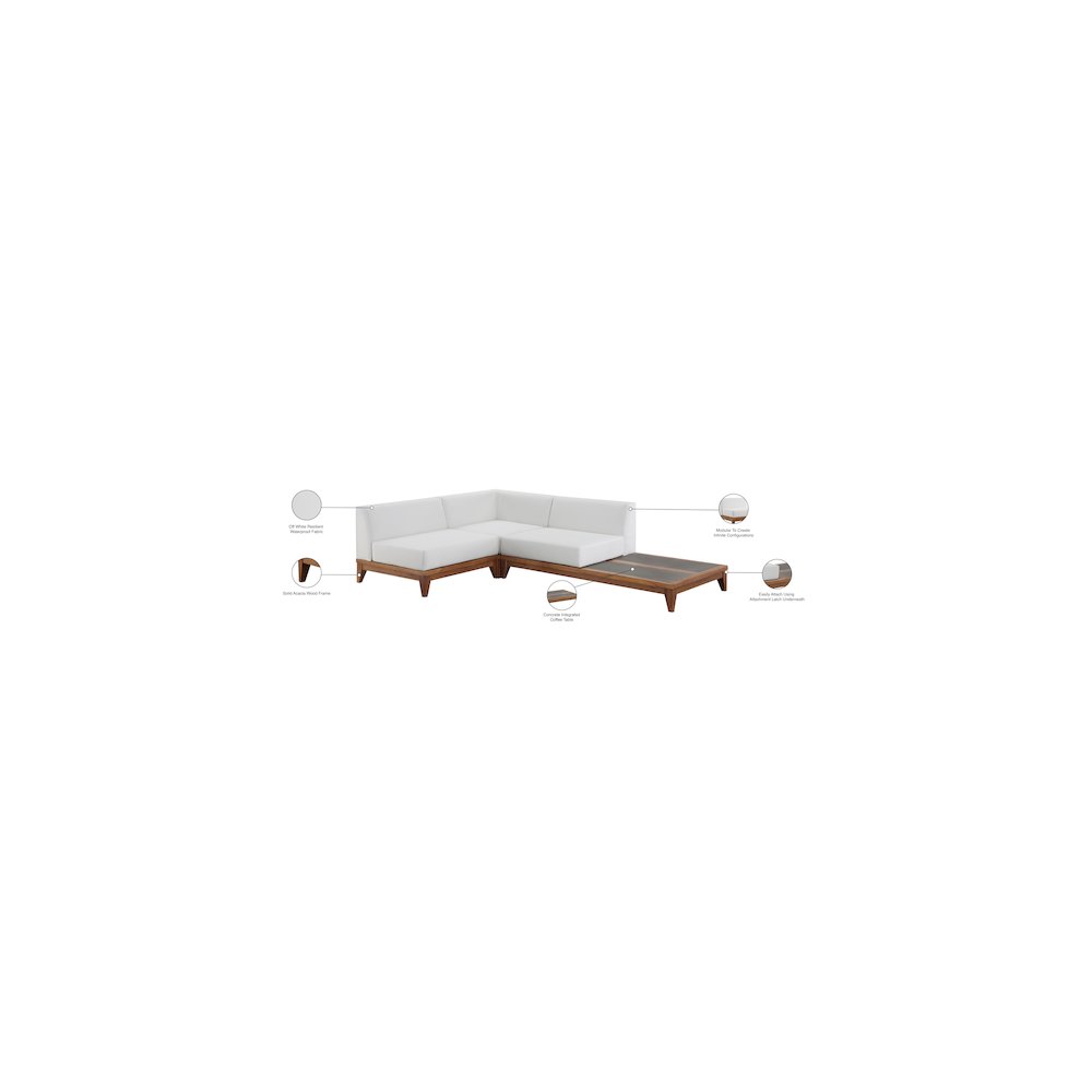 Rio Off White Water Resistant Fabric Outdoor Patio Modular Sectional. Picture 3