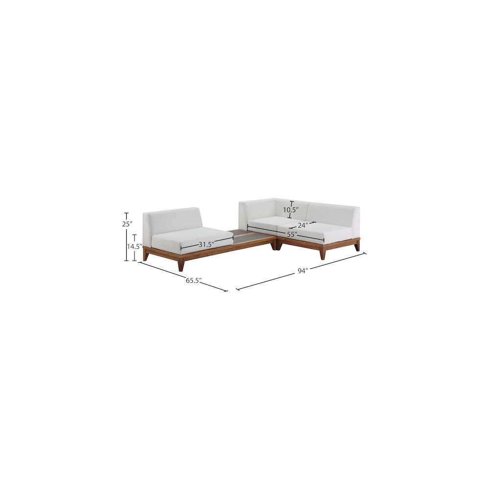 Rio Off White Water Resistant Fabric Outdoor Patio Modular Sectional. Picture 2