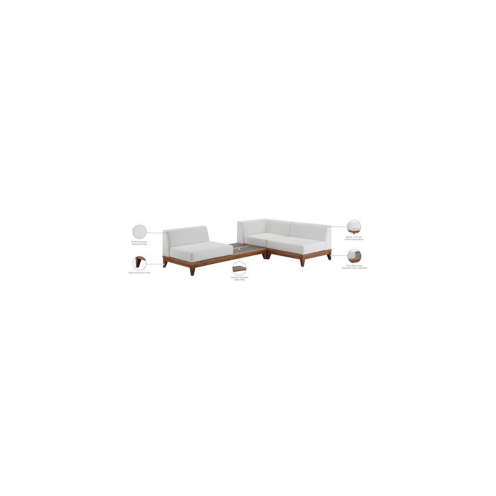 Rio Off White Water Resistant Fabric Outdoor Patio Modular Sectional. Picture 3