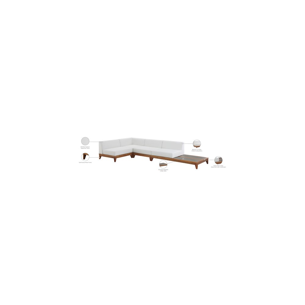 Rio Off White Water Resistant Fabric Outdoor Patio Modular Sectional. Picture 3