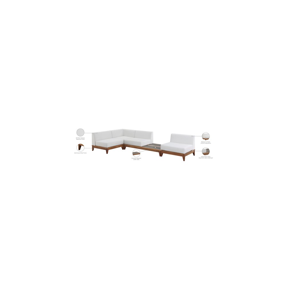 Rio Off White Water Resistant Fabric Outdoor Patio Modular Sectional. Picture 3