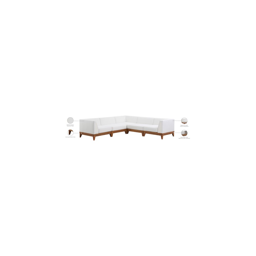 Rio Off White Water Resistant Fabric Outdoor Patio Modular Sectional. Picture 3